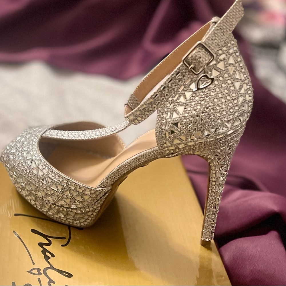 Women’s Chace Embellished Platform Pumps, Silver, Size 8